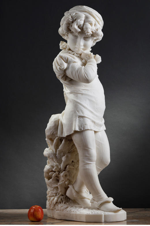 独角鹿西洋古董Q.Tempra新文艺复兴风卡拉拉大理石雕塑《小王子》 商品图1