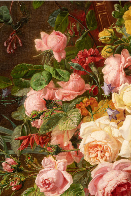 独角鹿西洋古董法国画家Jean-Pierre Laÿs布面油画鲜花与乐器 商品图3