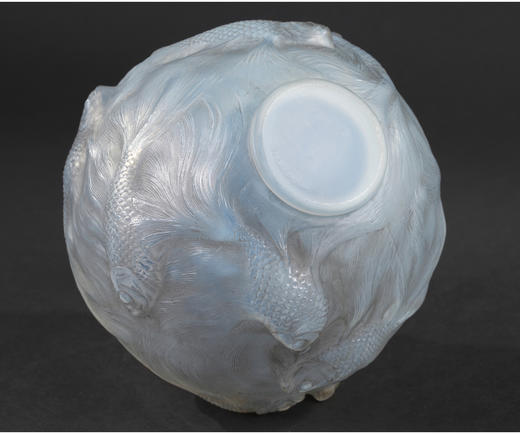 独角鹿西洋古董摆件法国LALIQUE莱俪FORMOSE锦鲤款欧泊水晶花瓶 商品图4