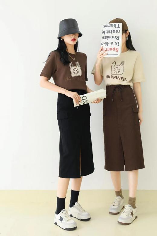 L09860#复古开叉高腰半身裙 商品图0