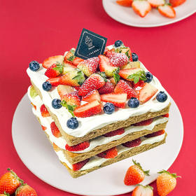 【草莓奶酪裸蛋糕】-柔顺的芝士将草莓蓝莓果肉牢牢包裹