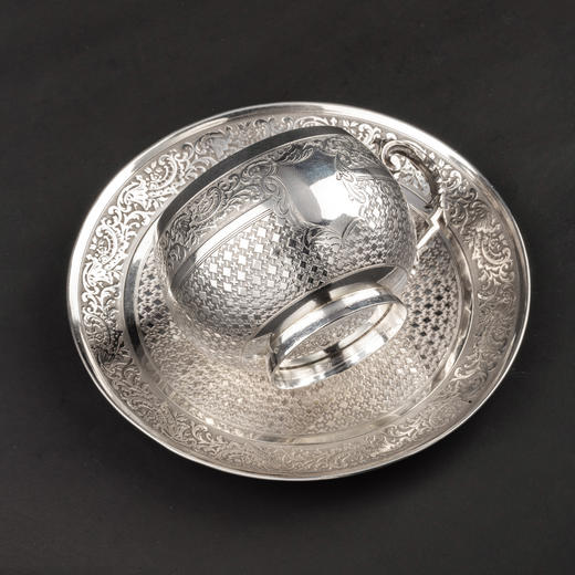 独角鹿西洋古董银器19世纪末20世纪初法国出品纯银咖啡杯/茶杯 商品图1