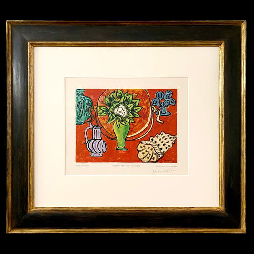 独角鹿西洋古董现代艺术大师马蒂斯彩色木刻版画作品木兰花静物 商品图0