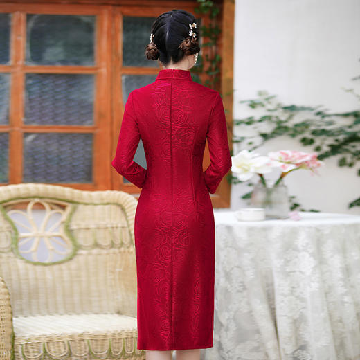 【毓秀】高档蕾丝花面料修身旗袍MX-70101 商品图5