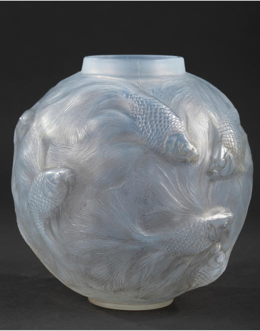 独角鹿西洋古董摆件法国LALIQUE莱俪FORMOSE锦鲤款欧泊水晶花瓶 商品图3
