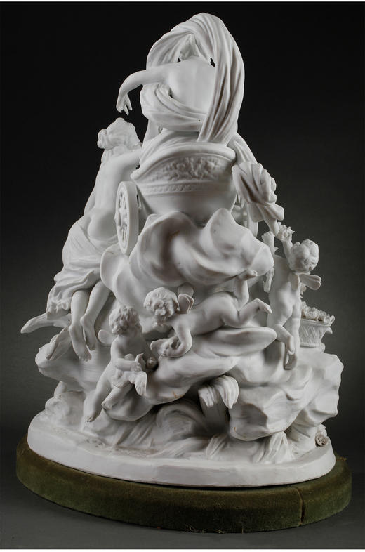 独角鹿西洋古董法国Samson瓷窑素胎瓷群雕塑维纳斯携小天使与侍女 商品图4