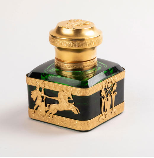 独角鹿西洋古董法国铜鎏金水晶文房套件墨水瓶火漆印章珍宝盒托盘 商品图1