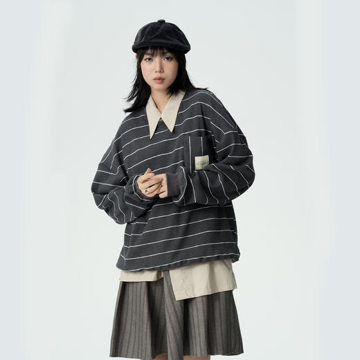 「Galent极蓝」CX222005/大口袋条纹卫衣 商品图0