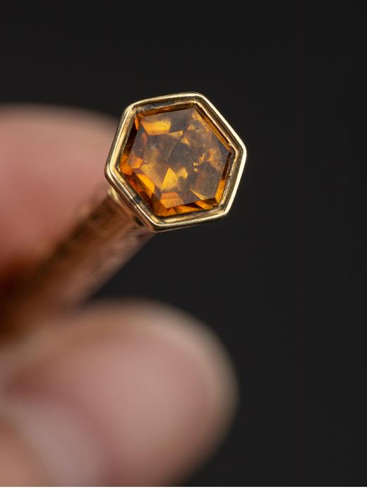 国内现货独角鹿西洋古董英国出品14k金雕花镶嵌琉璃可伸缩铅笔 商品图3