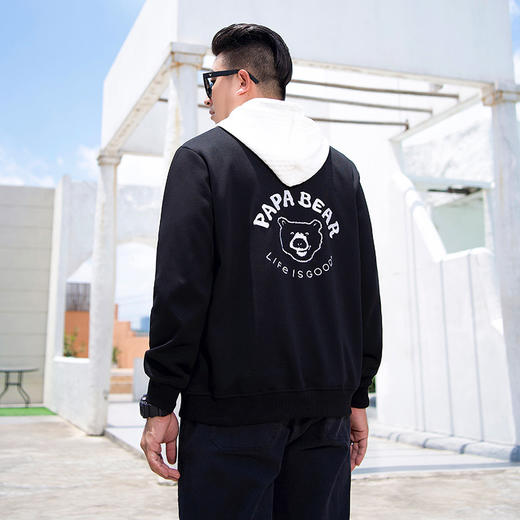 【新款DMH】大依优型大码男装胖子新品国潮刺绣发泡印花宽松袋鼠兜帽衫卫衣连帽 商品图3