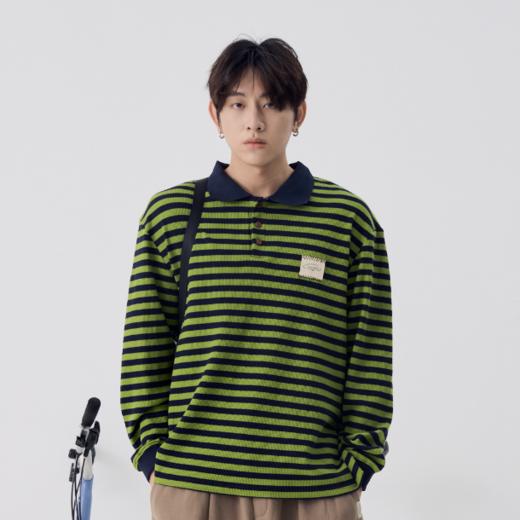 「Galent极蓝」CX222004/领口撞色条纹POLO长袖 商品图0