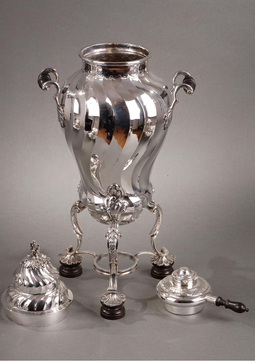 独角鹿西洋古董银器Boin & Taburet工坊纯银下午茶具镀银茶炊 商品图4