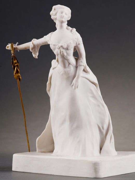 独角鹿西洋古董塞弗尔雕塑家设计素胎瓷贵族淑女人物雕像一组 商品图1