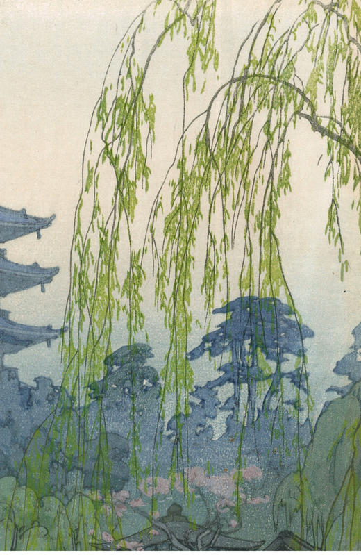 独角鹿西洋古董日本昭和时代吉田博签名新版画《猿泽池》 商品图2