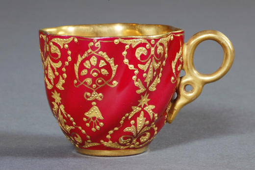 独角鹿西洋古董1880年代英国出品COALPORT出品红色杯碟下午茶杯碟 商品图3