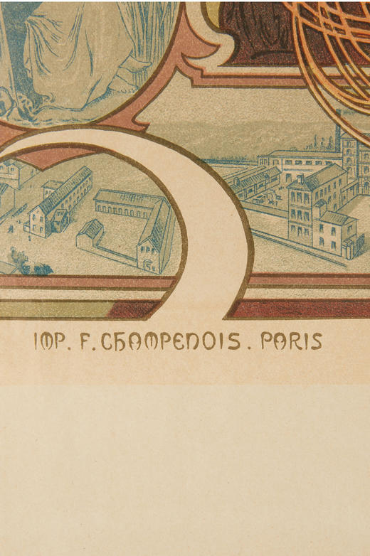 独角鹿西洋古董新艺术时期大师穆夏签名创作版画《默兹的啤酒》 商品图3