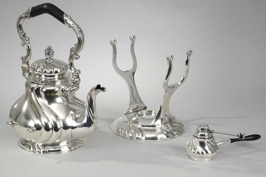 独角鹿西洋古董1880年代德国BEHRND HERMANN在德累斯顿出品镀暖壶 商品图4