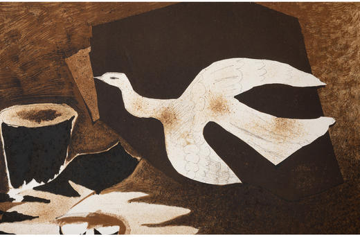 独角鹿西洋古董法国著名画家乔治·布拉克限量签名石版画小鸟与巢 商品图2