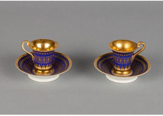 独角鹿西洋古董法国老巴黎瓷窑蓝釉描金微缩双人下午茶瓷器套装 商品图3