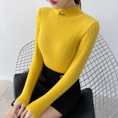 仿水貂绒毛衣洋气短款内搭半高领打底衫 商品图6