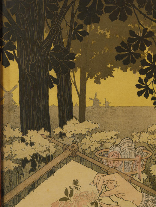 独角鹿西洋古董亨利-普利维-利维蒙特石版画《纺纱者》《刺绣者》 商品图1