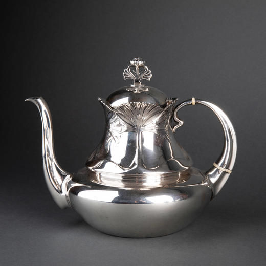 独角鹿西洋古董银器1900年代法国新艺术时期出品银制茶具套件 商品图2