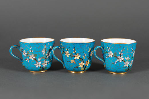 独角鹿西洋古董1890年代奥地利出品花鸟主题茶杯托盘杯碟五件套 商品图2