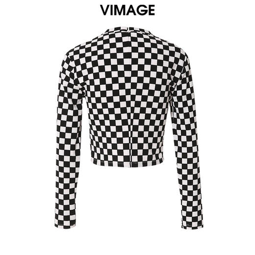  VIMAGE纬漫纪春季新款黑白棋格小上衣VA2313101 商品图1