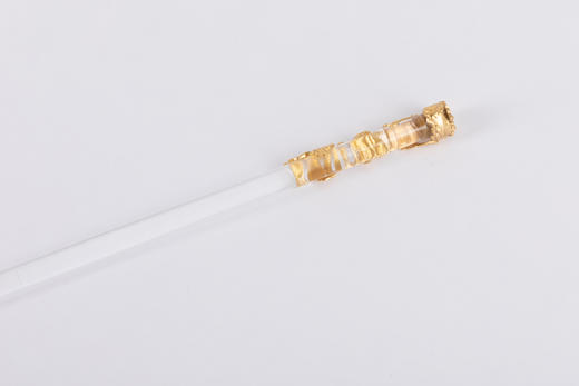 独角鹿西洋古董1880-1920年代法国出品铜鎏金镶嵌透明水晶蘸水笔 商品图4