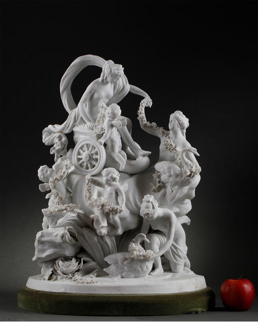 独角鹿西洋古董法国Samson瓷窑素胎瓷群雕塑维纳斯携小天使与侍女 商品图1