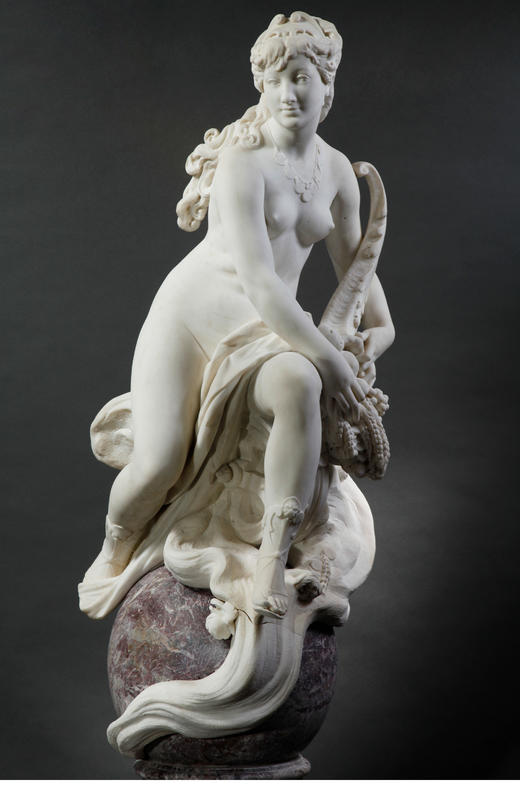 独角鹿西洋古董法国雕塑家G. Deloye卡拉拉大理石雕塑财富的寓言 商品图2