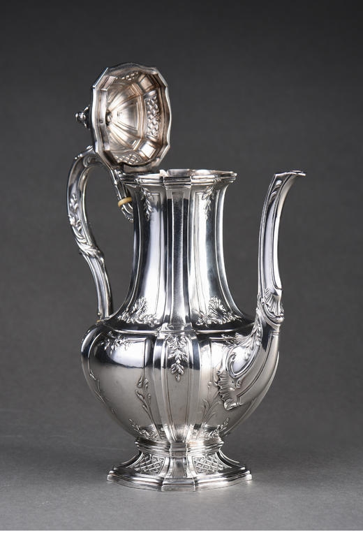 独角鹿西洋古董银器Debain&Flament路易十五纯银雕花下午茶四件套 商品图3