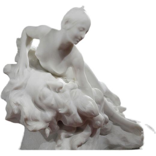 独角鹿西洋古董雕塑法国著名雕塑家作品卡拉拉大理石雕塑《寓言》 商品图4