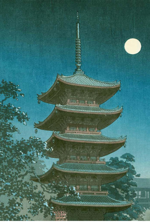 独角鹿西洋古董日本昭和时代土屋光逸新版画《浅草 金龙山》 商品图1