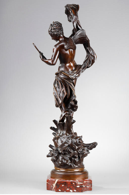 独角鹿西洋古董意大利裔法国雕塑家MADRASSI签名青铜雕塑普绪克 商品图4