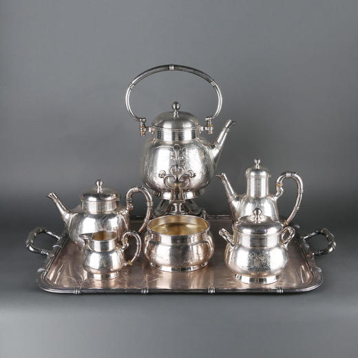 独角鹿西洋古董银器Christofle昆庭花卉Bambou竹节款下午茶套装 商品图0