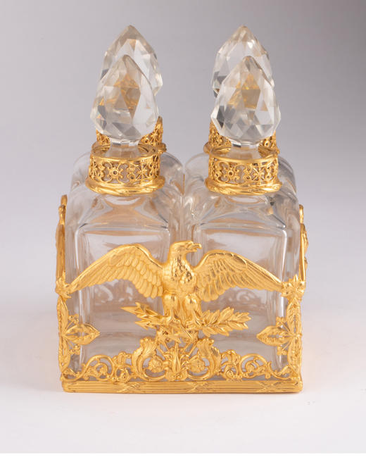 独角鹿西洋古董法国帝政风格雄鹰桂枝铜鎏金装饰水晶香水瓶套组 商品图4