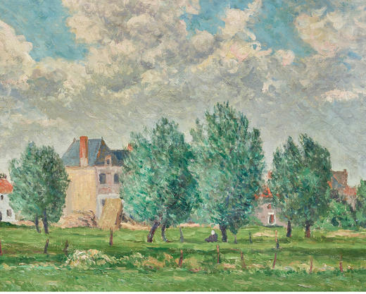 独角鹿西洋古董画家Maufra签名油画作品La Martinière小镇风光 商品图4