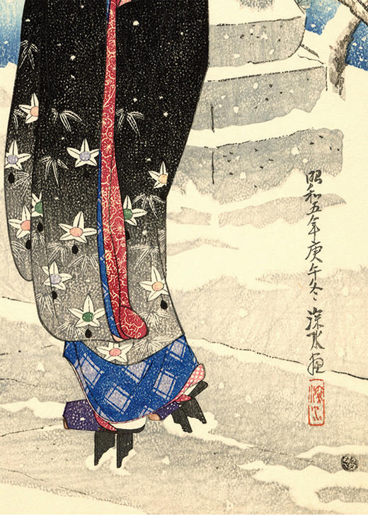 独角鹿西洋古董伊東深水签名限量版浮世绘版画现代美人集第一辑 商品图3