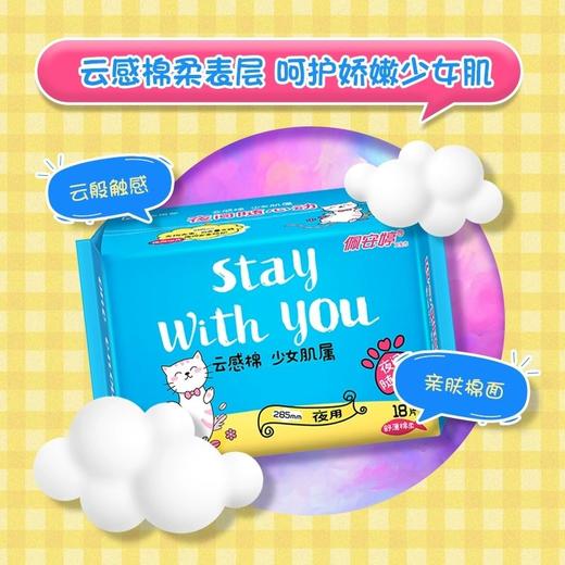 佩安婷云感棉少女肌属夜用舒薄棉柔卫生巾285mm18片装 商品图1