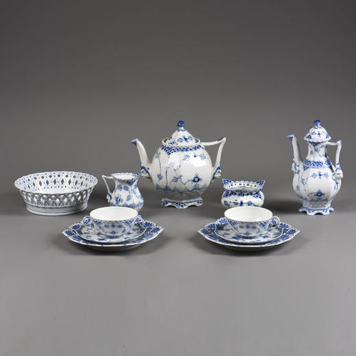 独角鹿西洋古董哥本哈根瓷窑唐草系列手绘植物瓷器双人茶具套装 商品图1