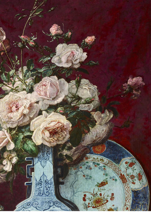独角鹿西洋古董画家A.Kreyder签名布面油画《中国花瓶中的玫瑰》 商品图4