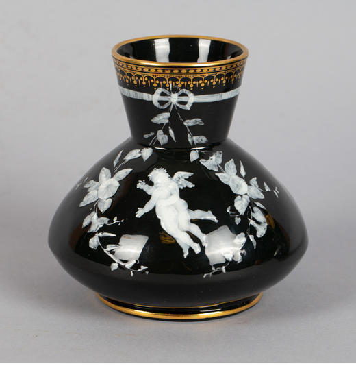 独角鹿西洋古董瓷器G.Jones花卉天使手绘描金双耳浮雕玉石瓷瓶对 商品图4