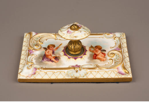 独角鹿西洋古董德国KPM Weichmalerei手绘贝壳涡卷纹文房套件 商品图2