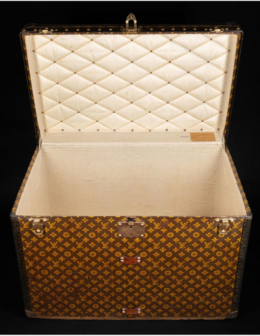 独角鹿西洋古董奢侈品牌Monogram经典老花款黑色皮革饰边方形帽箱 商品图4