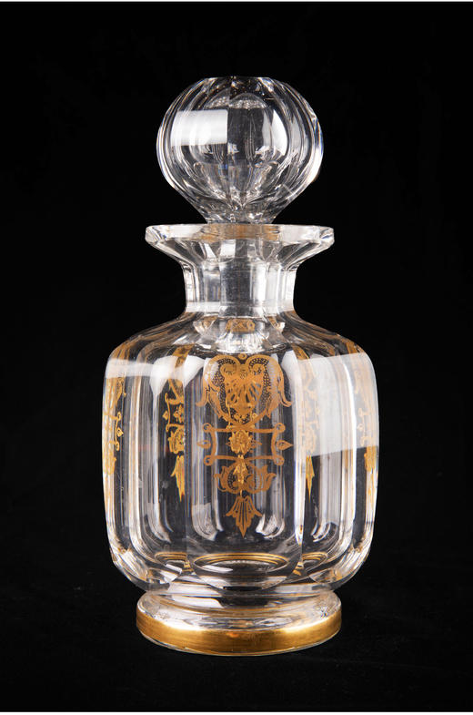 独角鹿西洋古董法国巴卡拉经典Empire系列描金花纹水晶酒具套装 商品图1