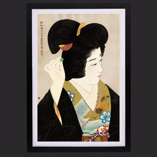 独角鹿西洋古董伊東深水签名限量版浮世绘版画现代美人集第二辑瞳 商品图0