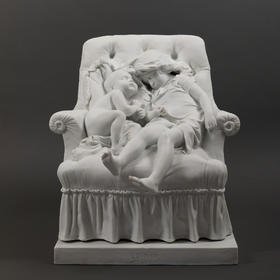 独角鹿西洋古董法国雕塑家设计创作人物主题素胎瓷雕塑《巢》