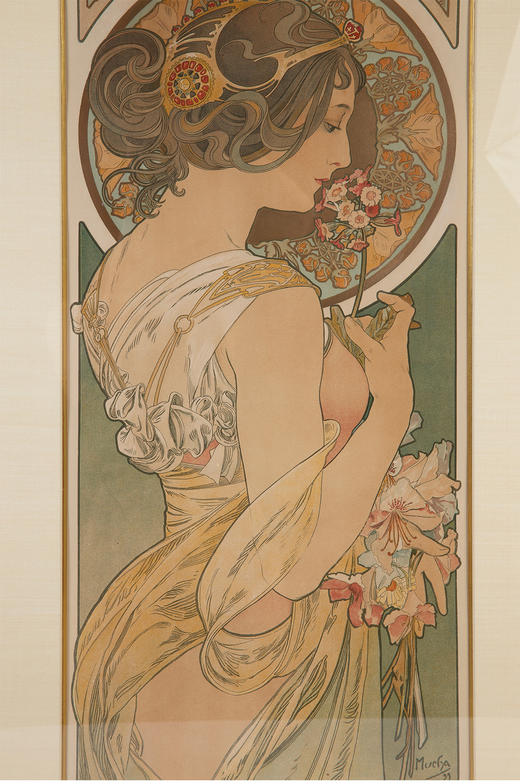 独角鹿西洋古董穆夏原版版画报春花 La Primevere与羽毛 La Plume 商品图3