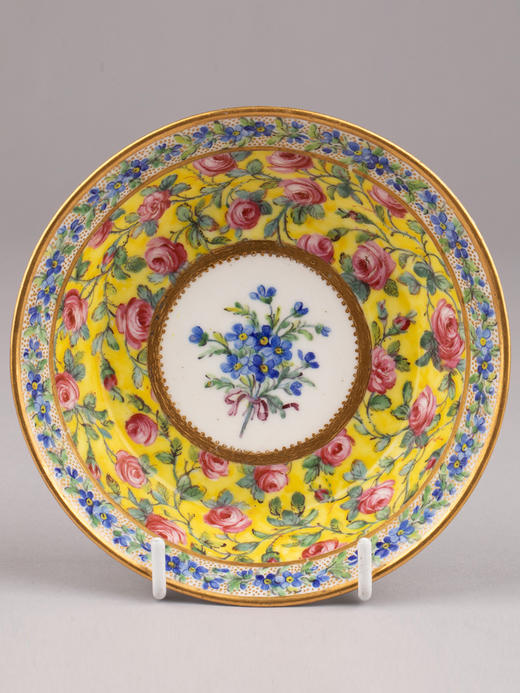 独角鹿西洋古董法国塞弗尔名匠描金手绘繁花咖啡热可可瓷器杯碟 商品图4